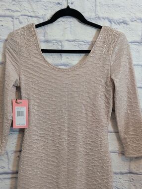Chelsea & Violet NWT Shimmery Cream Scoop Neck Dress w/ Beading - Size Small